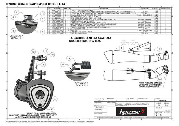 HP Corse HYDROFORM SATIN – TRIUMPH SPEED TRIPLE 1050 2011-2015