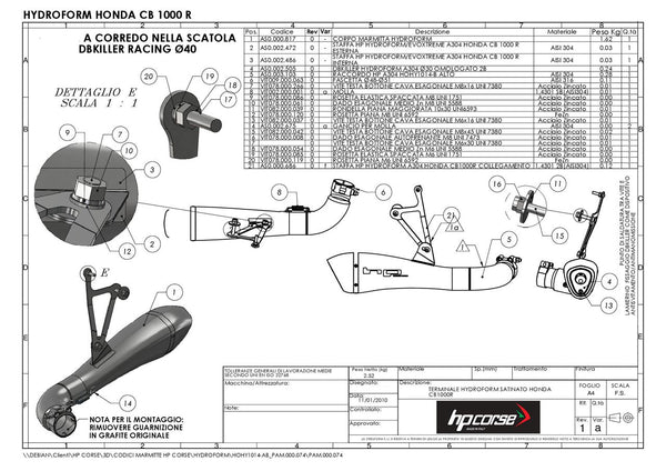 HP Corse HYDROFORM SATIN – HONDA CB 1000 R 2008-2017