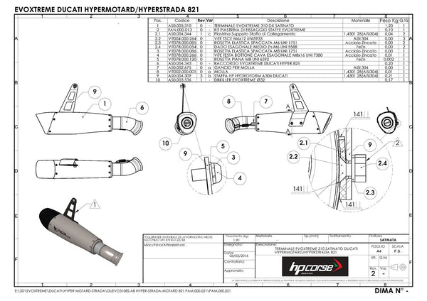 HP Corse EVOXTREME 310 SATIN – DUCATI HYPERMOTARD 821 2013-2016