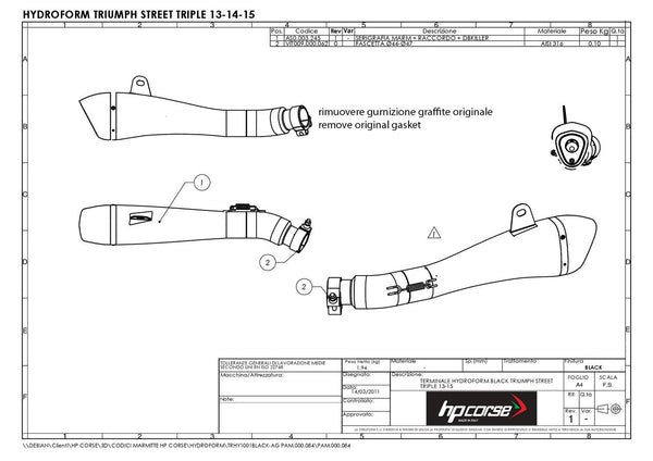 HP Corse HYDROFORM SATIN – TRIUMPH STREET TRIPLE 675 2013-2015