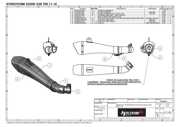 HP Corse HYDROFORM SATIN – SUZUKI GSR 750 2011-2016