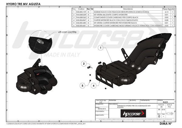 HP Corse HYDROTRE BLACK COVER CARB – MV AGUSTA RIVALE 800