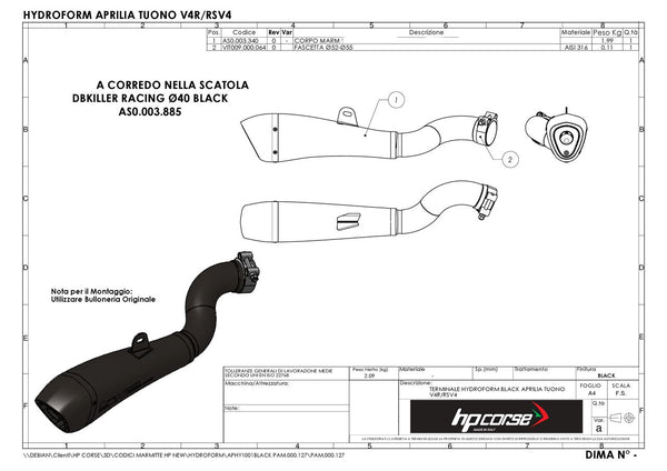 HP Corse HYDROFORM BLACK – APRILIA TUONO V4 1100 2015-2016