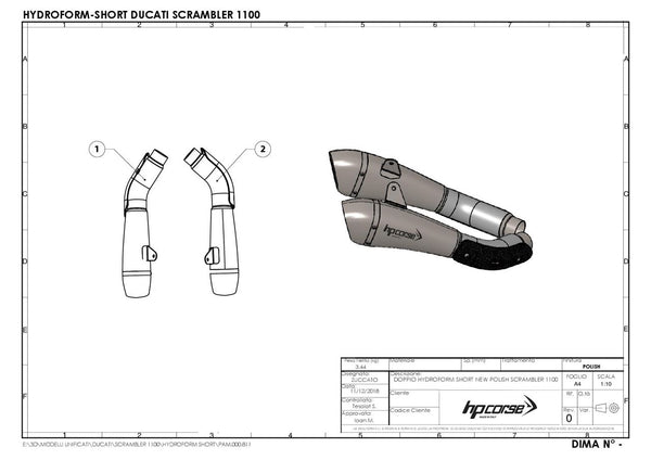 HP Corse HYDROFORM SHORT POLISH – DUCATI SCRAMBLER 1100 2018-2020