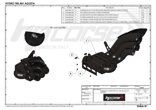 HP Corse HYDROTRE BLACK COVER CARB – MV AGUSTA DRAGSTER 800 2014-2023