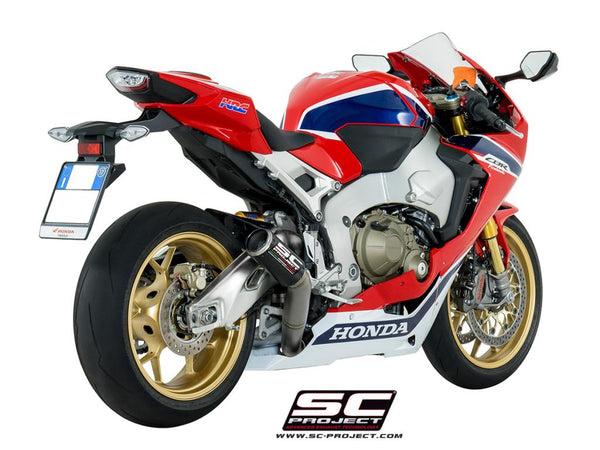 Picture of CR-T carbon fibre exhaust, with stoneguard grid, high mount