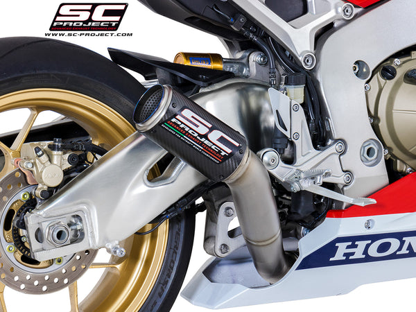 Picture of CR-T carbon fibre exhaust, with stoneguard grid, high mount