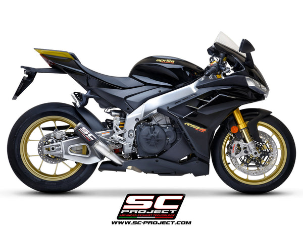 Picture of CR-T carbon fibre exhaust, with stoneguard grid