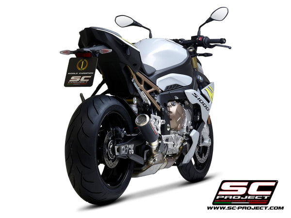 Picture of CR-T carbon fibre exhaust, with stoneguard grid