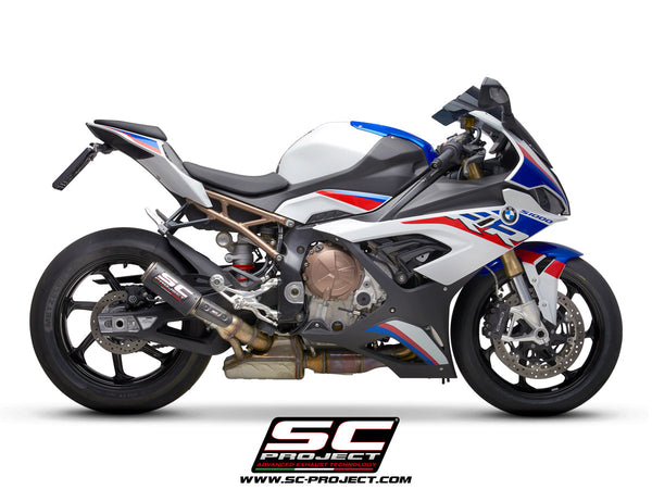 Picture of CR-T carbon fibre exhaust, with stoneguard grid