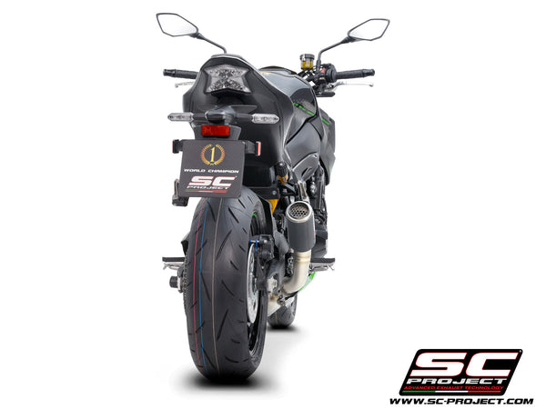 Picture of CR-T carbon fibre exhaust, with stoneguard grid