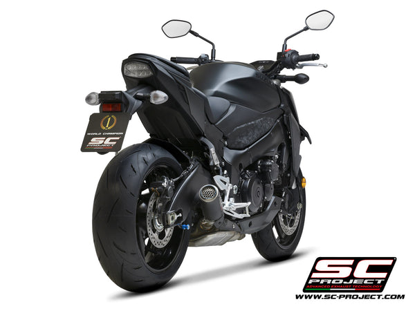 Picture of CR-T carbon fibre exhaust, with stoneguard grid