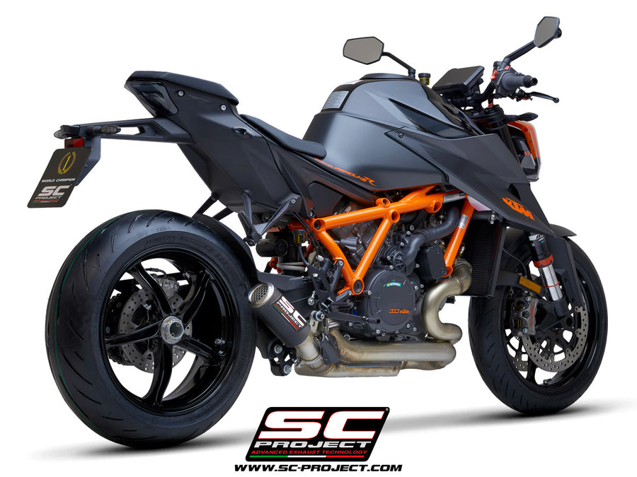 Picture of CR-T carbon fibre exhaust, with stoneguard grid
