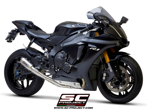 Picture of CR-T titanium exhaust, with stoneguard grid, with de-cat link pipe