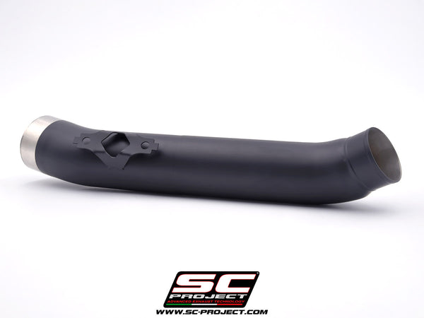 Picture of De-cat link pipe stainless steel, matt black, compatible with SC-Project headers