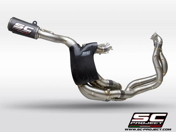 Picture of 4-2-1-2 Titanium Cu-Nb WSBK full exhaust system, with CR-T M2 carbon fibre exhausts