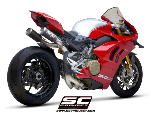 Picture of 4-2-1-2 Titanium Cu-Nb WSBK full exhaust system, with CR-T M2 carbon fibre exhausts
