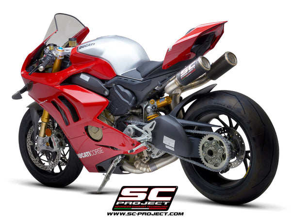 Picture of 4-2-1-2 Titanium Cu-Nb WSBK full exhaust system, with CR-T M2 carbon fibre exhausts