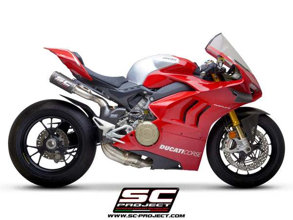 Picture of 4-2-1-2 Titanium Cu-Nb WSBK full exhaust system, with CR-T M2 carbon fibre exhausts