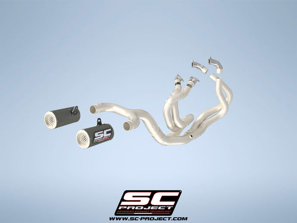 Picture of 4-2-1-2 Titanium Cu-Nb WSBK full exhaust system, with CR-T M2 carbon fibre exhausts