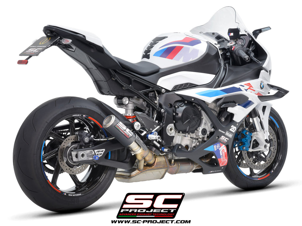 Picture of CR-T carbon fibre exhaust, with stoneguard grid