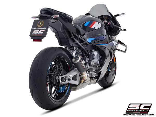 Picture of CR-T carbon fibre exhaust, with stoneguard grid