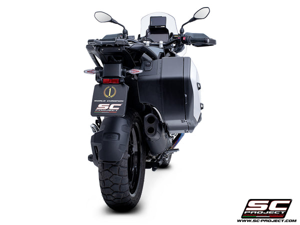 BMW R 1300 GS  with SC-Project Adventure-R titanium matt black exhaust, side bag view