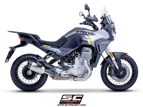 Moto Guzzi Stelvio with SC-Project SC1-R titanium exhaust, side view