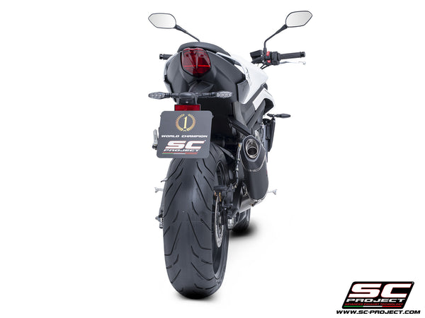 Triumph Street Triple 765 R - RS with SC-Project SC1-S carbon exhaust, back view