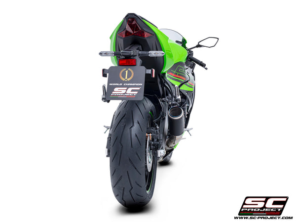 Kawasaki ZX-6R 2024 with SC-Project CR-T carbon exhaust, back view
