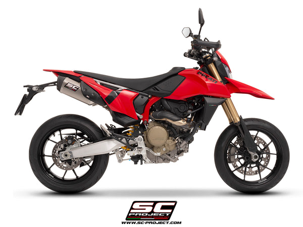 Ducati Hypermotard 698 MONO (2024) with SC-Project SC1-S titanium exhaust, side view