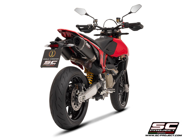 Ducati Hypermotard 698 MONO (2024) with SC-Project SC1-S carbon exhaust, rear view