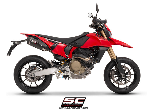 Ducati Hypermotard 698 MONO (2024) with SC-Project SC1-S carbon exhaust, side view
