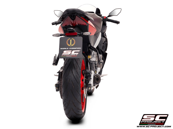 Aprilia RS 457 with SC-Project S1 stainless steel exhaust, back view