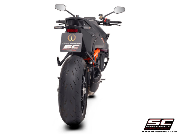 KTM 1390 Super Duke R (2024) with SC-Project SC1-R carbon exhaust, back view