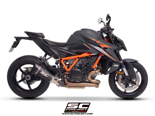 KTM 1390 Super Duke R (2024) with SC-Project SC1-R carbon exhaust, side view