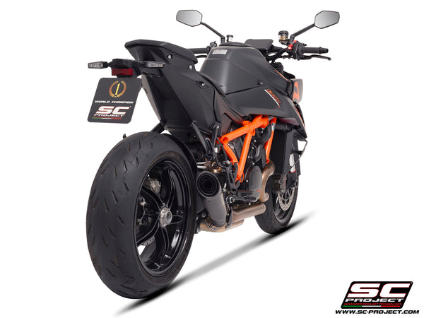 KTM 1390 Super Duke R (2024) with SC-Project S1 titanium matt black exhaust, rear view