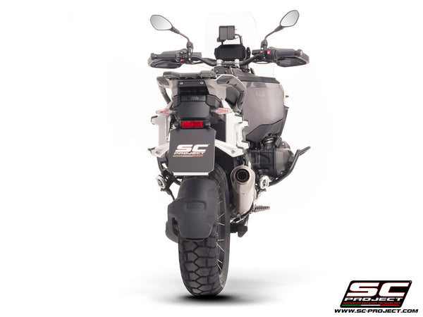 BMW R 1300 GS Adventure with SC-Project Rally-X titanium exhaust, back view