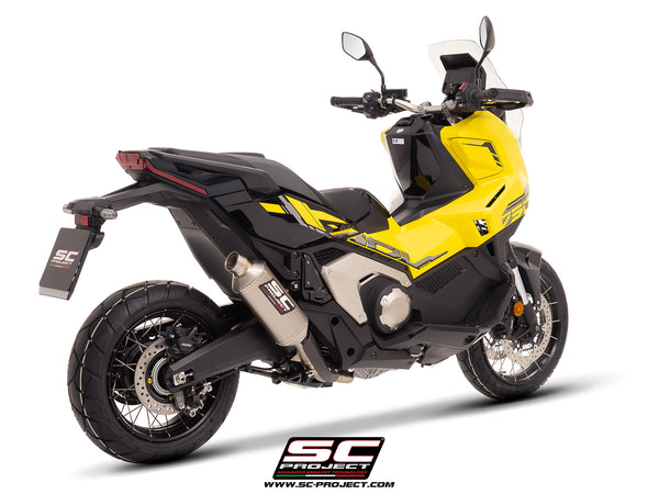 HONDA X ADV 750 with SC-Project Rally Raid titanium exhaust, 3/4 rear view