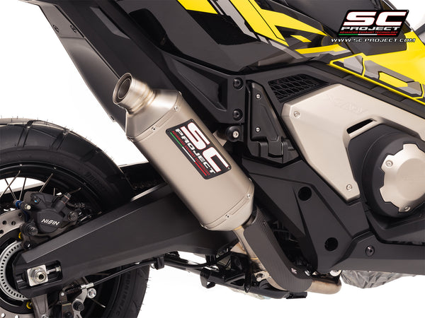 HONDA X ADV 750 with SC-Project Rally Raid titanium exhaust, detail view