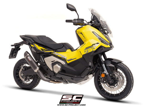 HONDA X ADV 750 with SC-Project Oval carbon exhaust, 3/4 front view