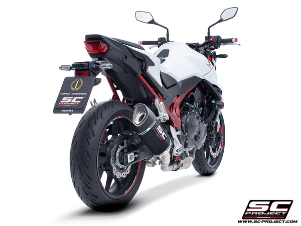 Honda CB750 Hornet with SC-Project SC1-R carbon exhaust, rear view