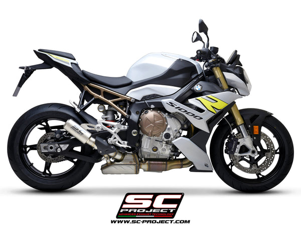 BMW S 1000 R with SC-Project CR-T titanium exhaust, with stoneguard grid, side view