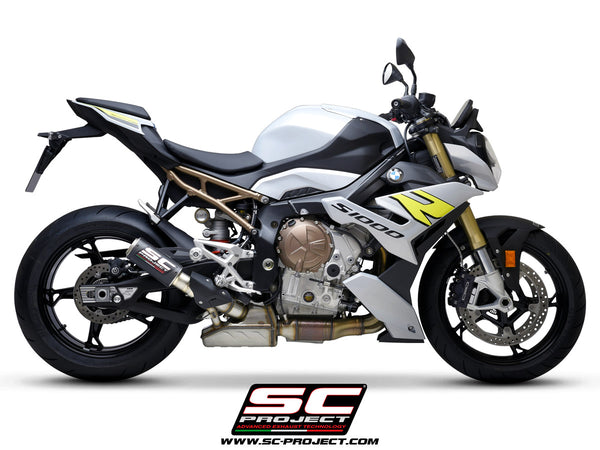 BMW S 1000 R with SC-Project CR-T carbon exhaust, with stoneguard grid, side view