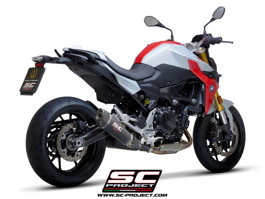 BMW F 900 R with SC-Project Oval titanium exhaust, 3/4 rear view
