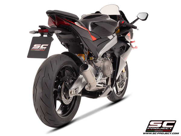 Aprilia RS 660 with SC-Project full exhaust system titanium, with CR-T titanium exhaust, rear view