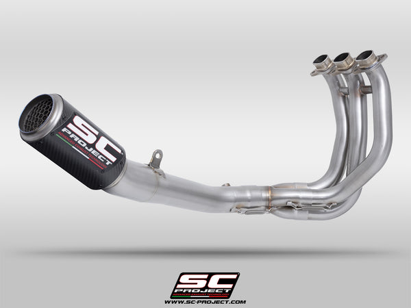 SC-Project full exhaust system with CR-T carbon exhaust, for Triumph Street Triple 765 R - RS,  side view