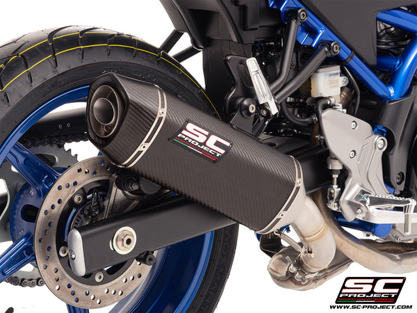 Suzuki SV650 M.Y. 2025 with SC-Project SC1-S carbon exhaust, detail view