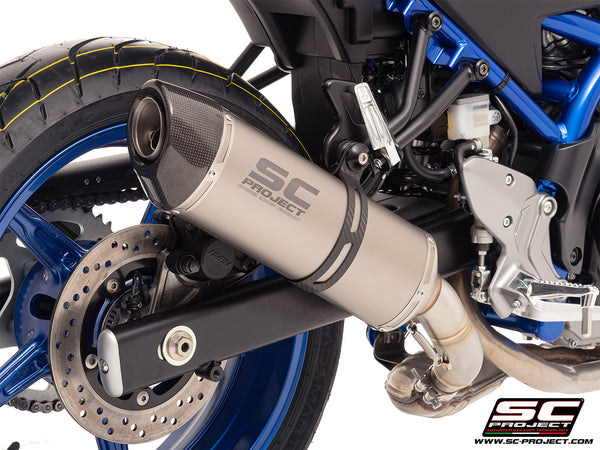 Suzuki SV650 M.Y. 2025 with SC-Project Oval titanium exhaust, detail view