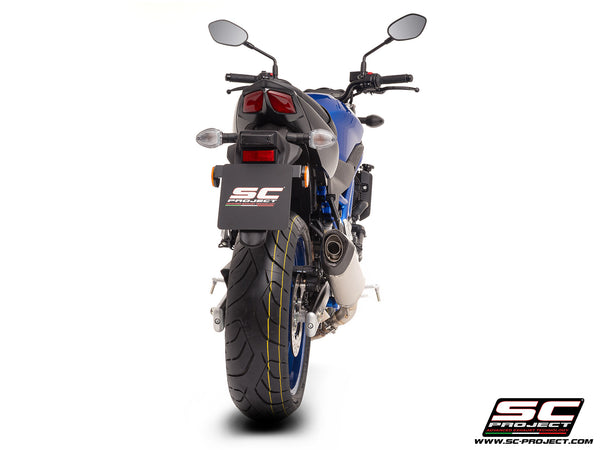 Suzuki SV650 M.Y. 2025 with SC-Project SC1-S titanium exhaust, back view